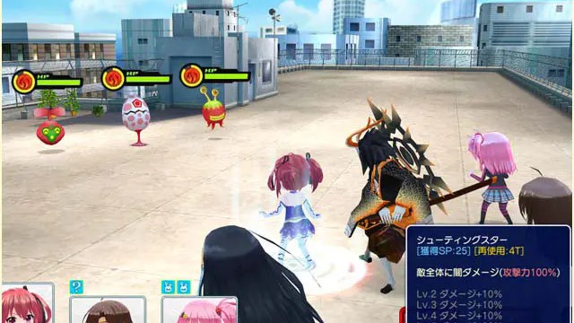 デタリキZ 特別防衛局隊員の日常 フル3Dチームバトル画面(画像出典: DMM GAMES公式ページ)